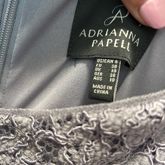 ✨ Adrianna Papell ✨ NWT Guipure Lace Blouson Dress Light Dove Size 6 - Picture 7 of 10